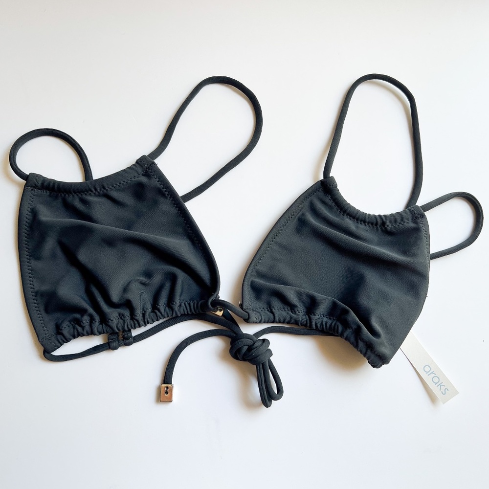 Araks size medium gun metal grey bikini top swimsuit new with tags